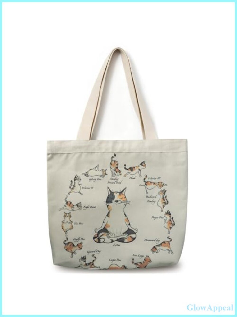 Large Cotton Canvas Tote Bag Reusable Grocery Shoulder Bag with Zipper